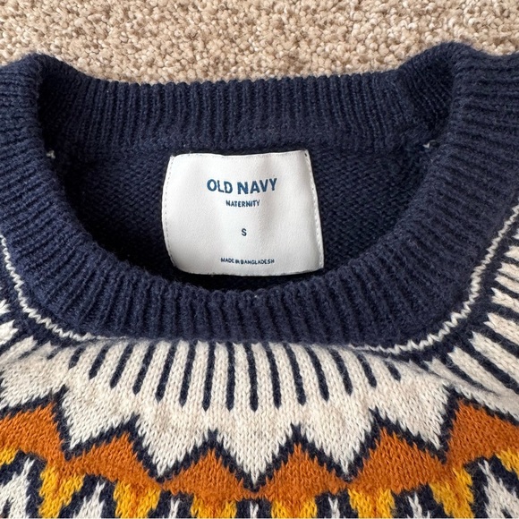 Old Navy Women’s‎ Maternity Navy Fair Isle Pullover Long Sleeve Sweater Small - Picture 4 of 5
